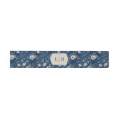 Elegante marineblaue florale Initialen Einladungsbanderole (Flach)