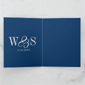 Elegante marineblaue Hochzeitspaare Karte (Innenseite)