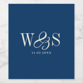 Elegante marineblaue Hochzeitspaare Weinetikett (Einzelnes Label)