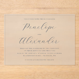 Elegante marineblaue minimalistische Hochzeitseinl Acryleinladungen