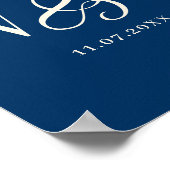 Elegante marineblaue Paare Hochzeit Poster (Ecke)