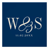 Elegante marineblaue Paare Hochzeit Poster (Vorderseite)