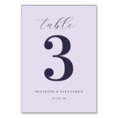 Elegante marineblaue typografische Tischnummer (Rückseite)
