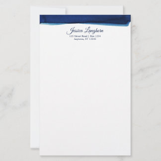 Elegante marineblaue Wasserfarben-Papeterie mit in Briefpapier