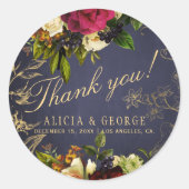 Elegante marinebrodundy goldene Hochzeit danke Runder Aufkleber (Vorderseite)