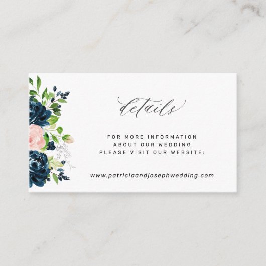 Elegante marinebrosa Blumenzettel Begleitkarte (Vorderseite)