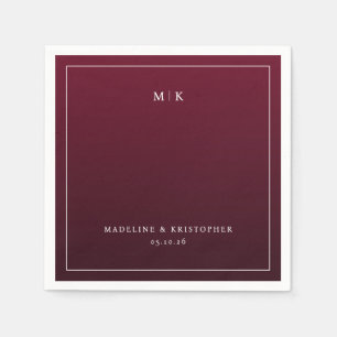 Elegante marinefarbene minimalistische Initialen Serviette