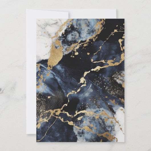 Elegante Marinehochzeit und Gold Watercolor Trendy Einladung (Rückseite)