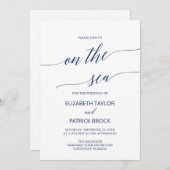 Elegante Marinekalligraphie auf einer Kreuzfahrt Einladung (Vorne/Hinten)