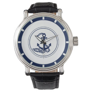 Elegante maritime Stil Blauer Anker Klasse Armbanduhr