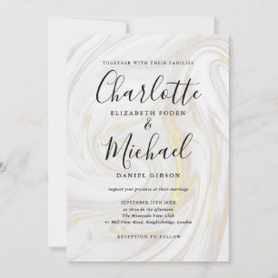 Elegante Marmor-Achat-Signatur-Schrift Hochzeit Einladung