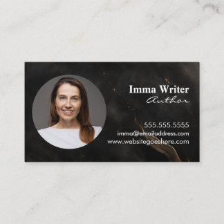 Elegante Marmor-Autorenkontakt-Foto und QR-Code Visitenkarte