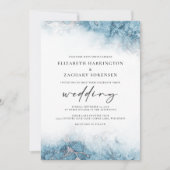 Elegante Marmor Blau Silber Hochzeits-Einladung Einladung (Vorderseite)