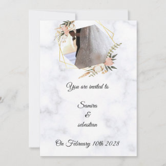 Elegante Marmor-Gold-Blumen-Hochzeitseinladung Einladung