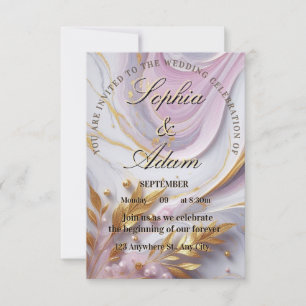 Elegante Marmor- & Gold-Hochzeitseinladung Einladung