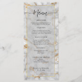 Elegante Marmor Gray and Gold Einfache Hochzeit Menükarte (Vorderseite)