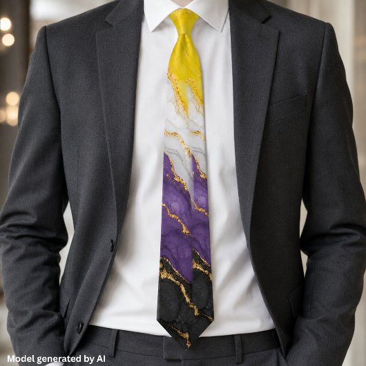 Elegante Marmor-Nonbinary-Stolz-Farben Krawatte