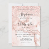 Elegante Marmor Rose Gold Glitzer Hochzeit Einladung (Vorderseite)