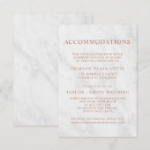 Elegante Marmor Rose Gold Hochzeiten Unterkünfte Begleitkarte (Vorne/Hinten)