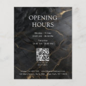 Elegante Marmor Schwarz-Gold-Salon-QR-Code-Preisli Flyer (Hinten)