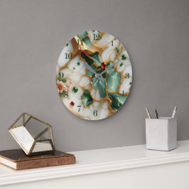 Elegante Marmor- und Blumenwall-Uhr Große Wanduhr