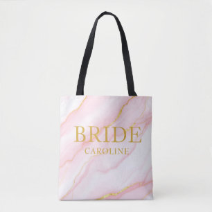 Elegante Marmor- und Gold-Braut Custom Name Tasche