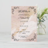 Elegante Marmor- und Gold-Nikkah-Hochzeit Einladung (Stehend Vorderseite)