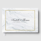 Elegante Marmor- und Gold Texture-Hochzeit Gästebuch (Vorderseite)
