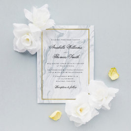 Elegante Marmor- und Goldhochzeit Einladung