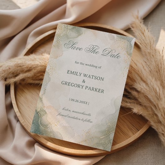Elegante Marmor-Wasserfarbe Save The Date