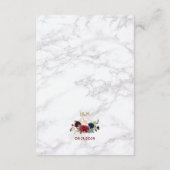 Elegante Marmorbäume Burgundy Navy Gold Floral Bou Begleitkarte (Rückseite)