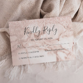 Elegante Marmorbäume Rose Gold Glitzer RSVP Karte