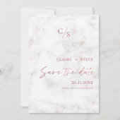 Elegante Marmoreffekt Rose Gold Monogram Wedding Save The Date (Vorderseite)