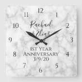 Elegante Marmorfeier Quadratische Wanduhr (Vorderseite)