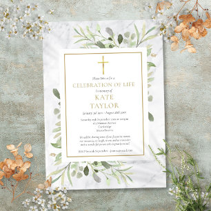 Elegante Marmorfeier zur Beerdigung des Lebens Einladung