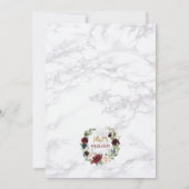 Elegante Marmorgolden Marsala Navy Blauer Blumenst Einladung (Rückseite)