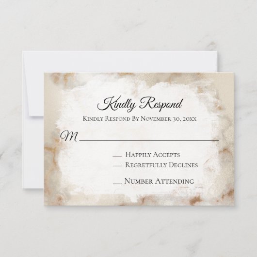 *~* Elegante Marmorgoldvene AR2 Wedding RSVP Karte (Vorderseite)