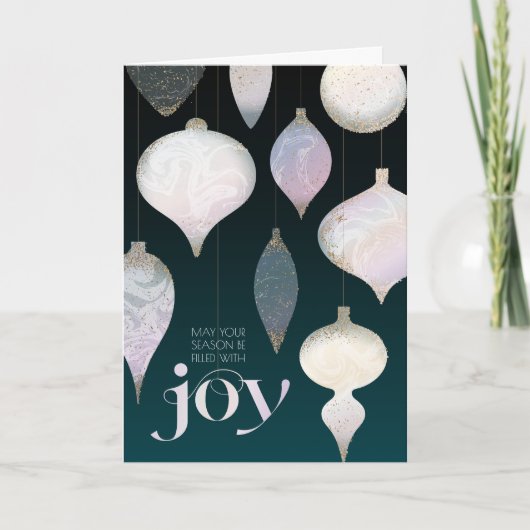 Elegante marmorierte Ornaments Joy Grußkarte Karte (Vorderseite)