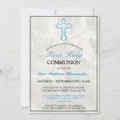 Elegante Marmorjungen Erste Heilige Kommune Einladung (Vorderseite)