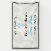 Elegante Marmorjungen Erste Heilige Kommune Willko Banner (Vertikal)