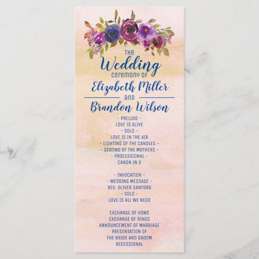 Elegante Marmorkletterhochzeit Programm (Vorderseite)