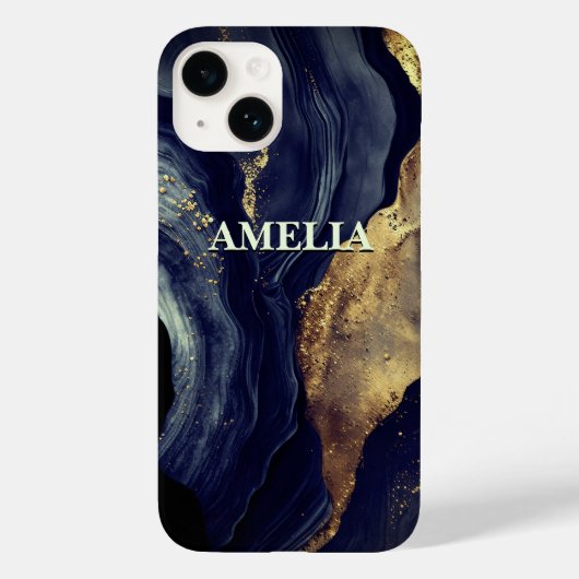 Elegante Marmorkunst Imitate Gold Glitzer Case-Mate iPhone Hülle (Rückseite)