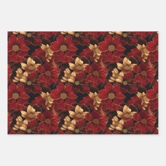 Elegante Marmormuster aus Rot, Schwarz und Gold Geschenkpapier Set (Vorderseite 2)