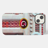 ELEGANTE MARMORSÄULE, ROSA ROTER EDELMETALL-MONOGR iPhone HÜLLE (Rückseite (Horizontal))
