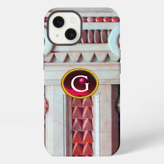 ELEGANTE MARMORSÄULE, ROSA ROTER EDELMETALL-MONOGR iPhone HÜLLE (Rückseite)