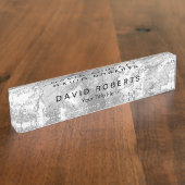 Elegante Marmorsteinbeschaffenheit beruflich Namensplakette (Seite)