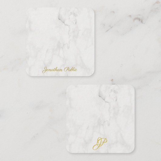 Elegante Marmorvorlage Gold Handgeschriebener Name Mitteilungskarte (Vorne/Hinten)