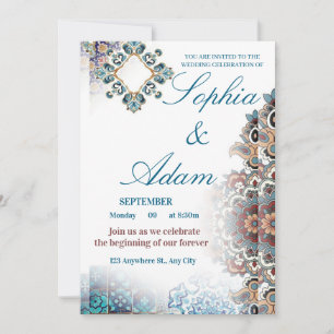 Elegante marokkanische Fliesen-Hochzeitseinladung Save The Date
