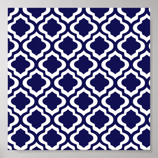 Elegante marokkanische Marine Trellis Quatrefoil C Poster (Vorne)