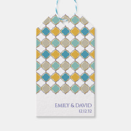 Elegante marokkanische Tiles Blue Yellow Wedding Geschenkanhänger